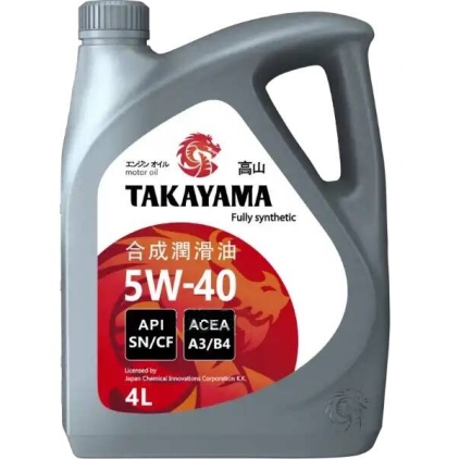 Масло моторное TAKAYAMA SAE 5W-40, API SN/CF 4л пластик